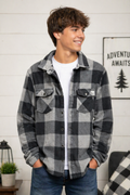 Cozy Snap Plaid Jacket – Young Men’s Soft Fleece Layer